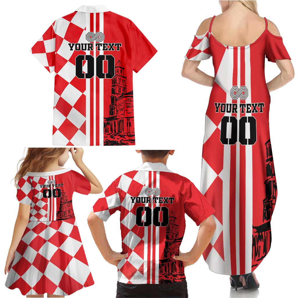 Custom Croatia Family Matching Summer Maxi Dress and Hawaiian Shirt Checkerboard Hrvatska Simple Style - Wonder Print Shop
