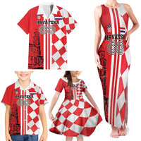 Custom Croatia Family Matching Tank Maxi Dress and Hawaiian Shirt Checkerboard Hrvatska Simple Style - Wonder Print Shop