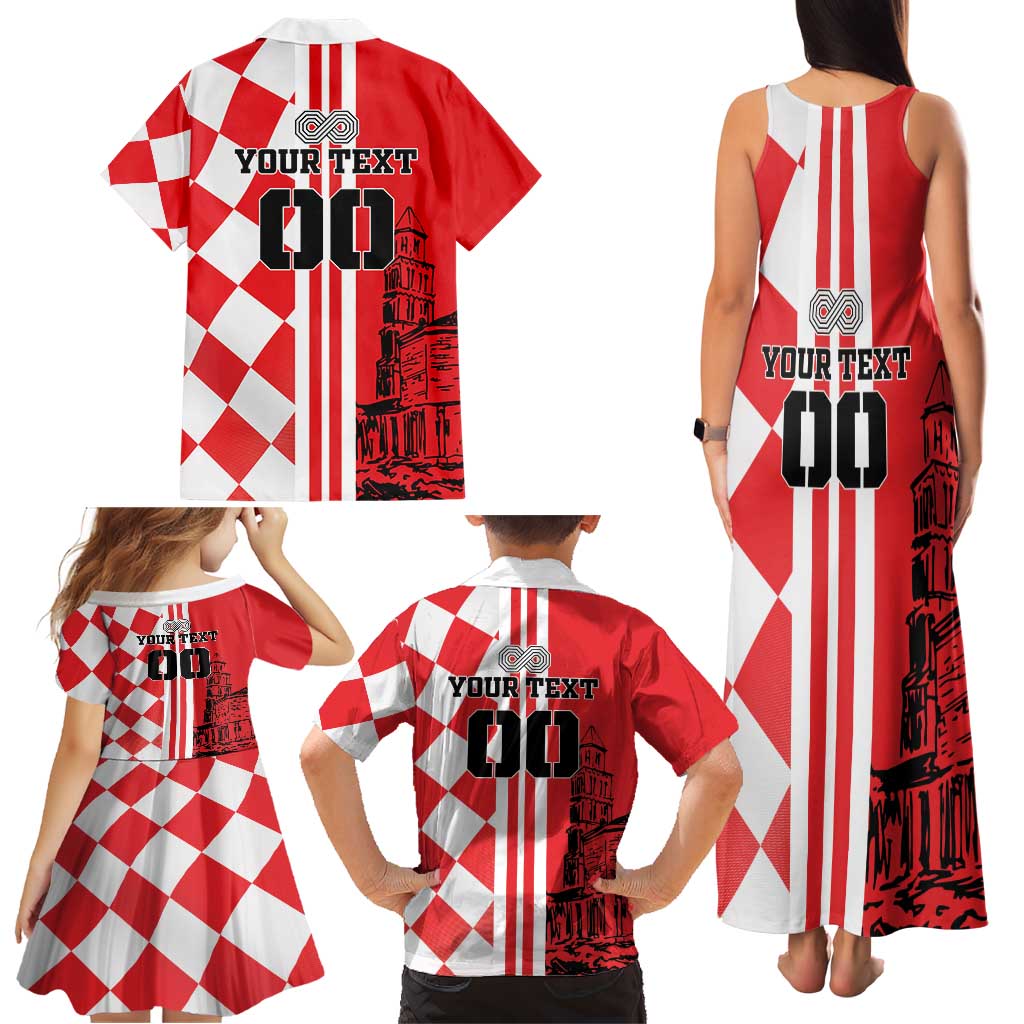 Custom Croatia Family Matching Tank Maxi Dress and Hawaiian Shirt Checkerboard Hrvatska Simple Style - Wonder Print Shop