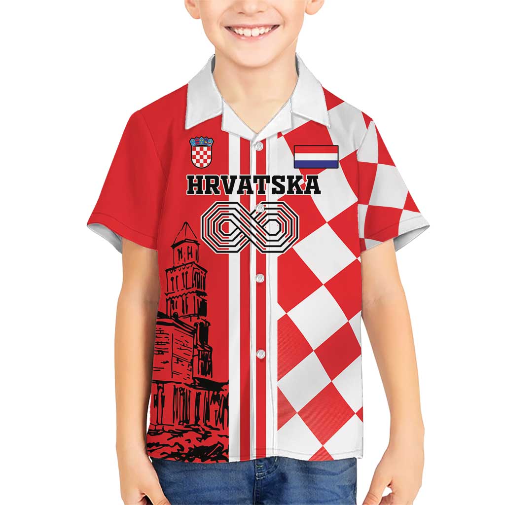 Custom Croatia Kid Hawaiian Shirt Checkerboard Hrvatska Simple Style - Wonder Print Shop