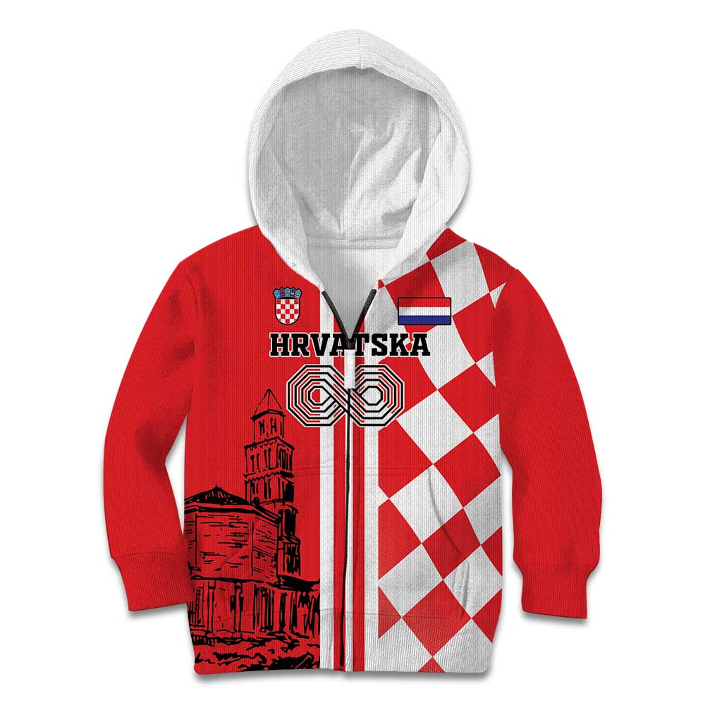 Custom Croatia Kid Hoodie Checkerboard Hrvatska Simple Style - Wonder Print Shop