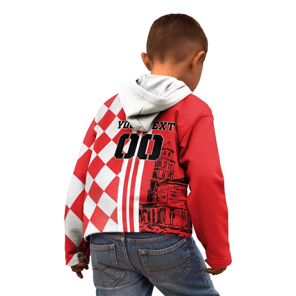Custom Croatia Kid Hoodie Checkerboard Hrvatska Simple Style - Wonder Print Shop
