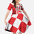 Custom Croatia Kid Short Sleeve Dress Checkerboard Hrvatska Simple Style - Wonder Print Shop