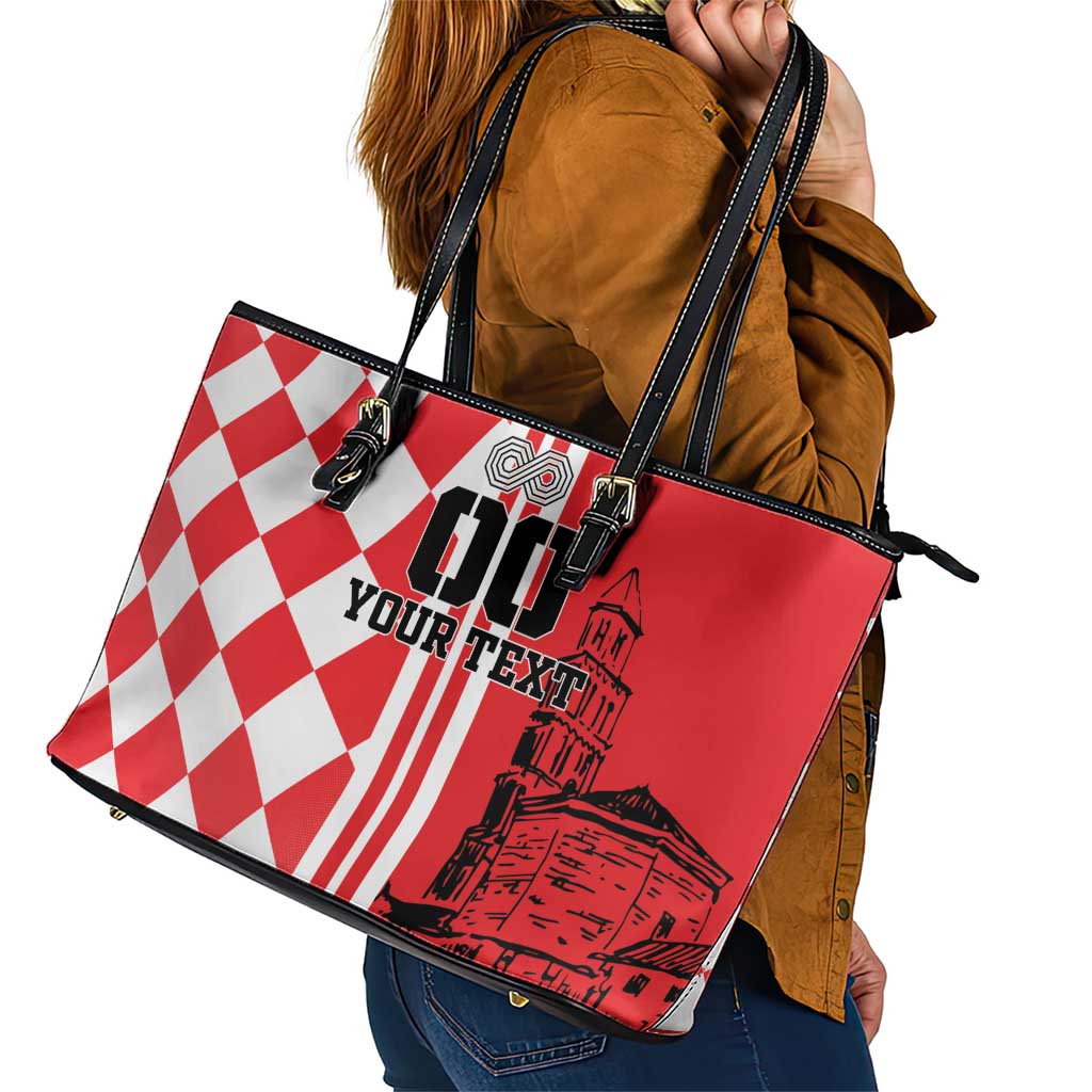 Custom Croatia Leather Tote Bag Checkerboard Hrvatska Simple Style - Wonder Print Shop