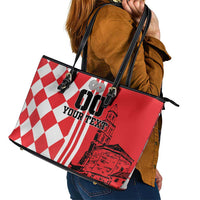 Custom Croatia Leather Tote Bag Checkerboard Hrvatska Simple Style - Wonder Print Shop