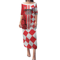 Custom Croatia Puletasi Checkerboard Hrvatska Simple Style - Wonder Print Shop