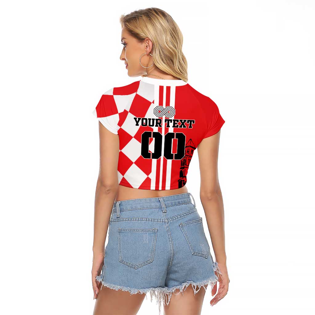 Custom Croatia Raglan Cropped T Shirt Checkerboard Hrvatska Simple Style - Wonder Print Shop