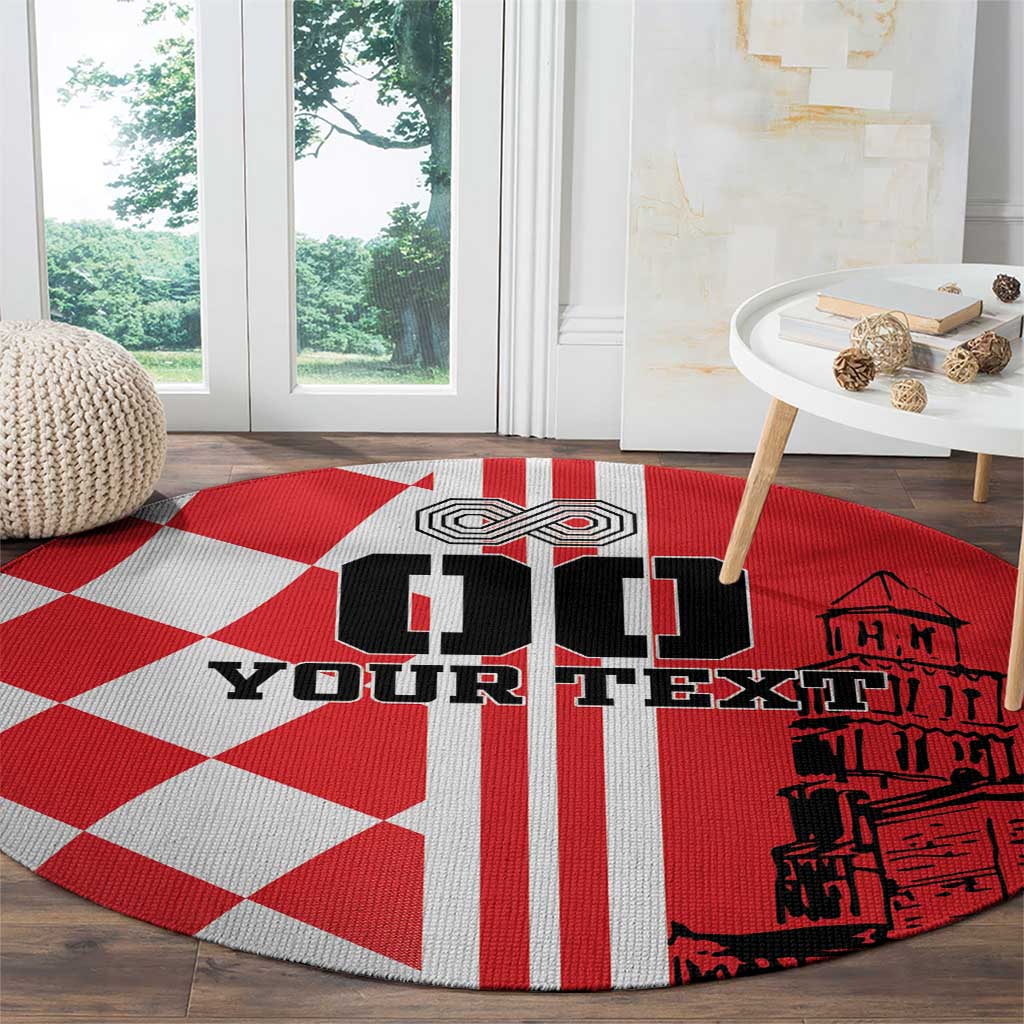 Custom Croatia Round Carpet Checkerboard Hrvatska Simple Style