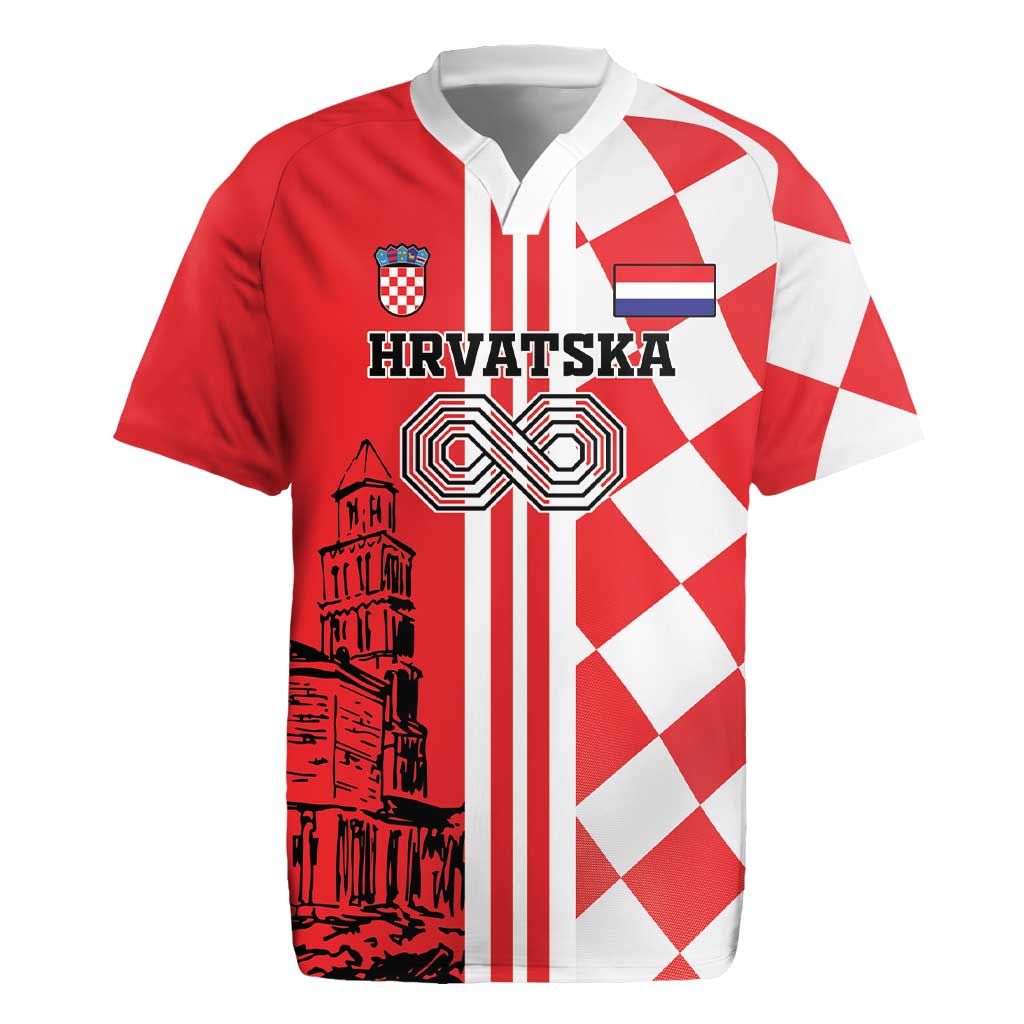 Custom Croatia Rugby Jersey Checkerboard Hrvatska Simple Style - Wonder Print Shop