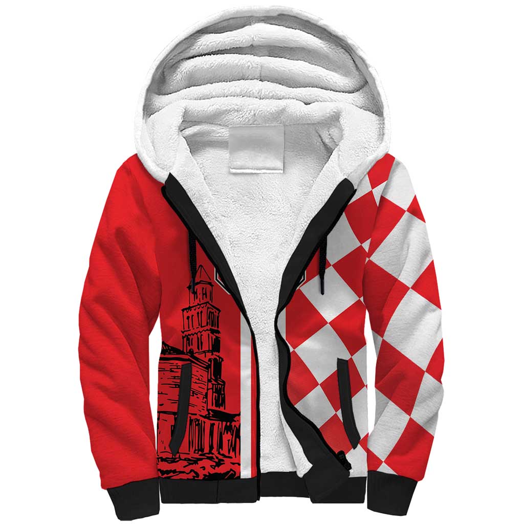 Custom Croatia Sherpa Hoodie Checkerboard Hrvatska Simple Style - Wonder Print Shop