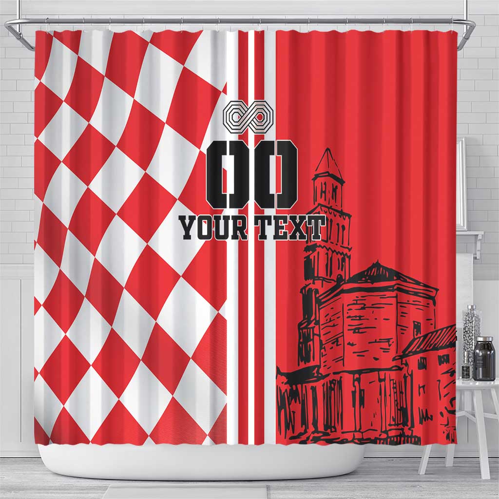 Custom Croatia Shower Curtain Checkerboard Hrvatska Simple Style