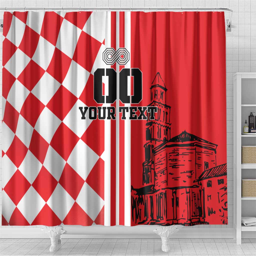 Custom Croatia Shower Curtain Checkerboard Hrvatska Simple Style