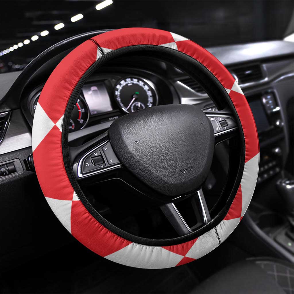 Croatia Steering Wheel Cover Checkerboard Hrvatska Simple Style - Wonder Print Shop
