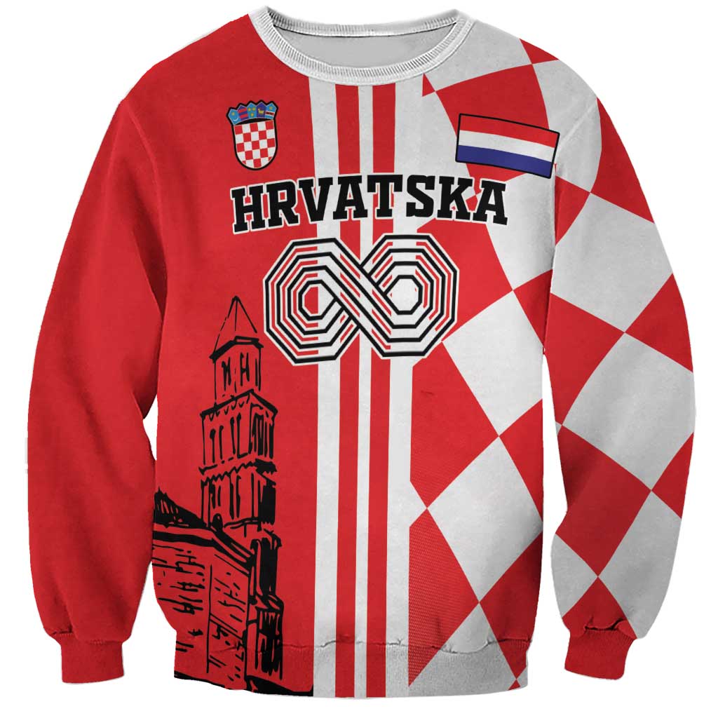 Custom Croatia Sweatshirt Checkerboard Hrvatska Simple Style - Wonder Print Shop
