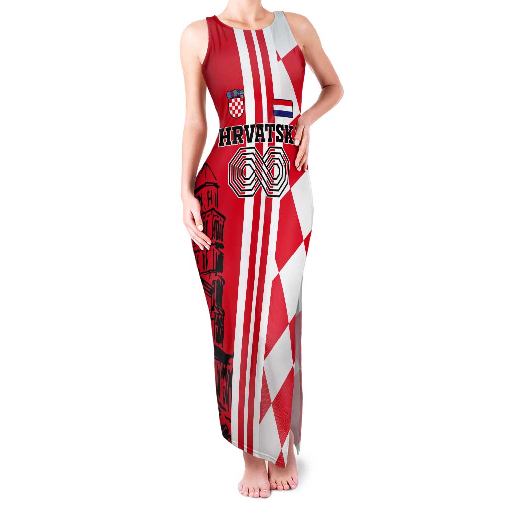 Custom Croatia Tank Maxi Dress Checkerboard Hrvatska Simple Style - Wonder Print Shop