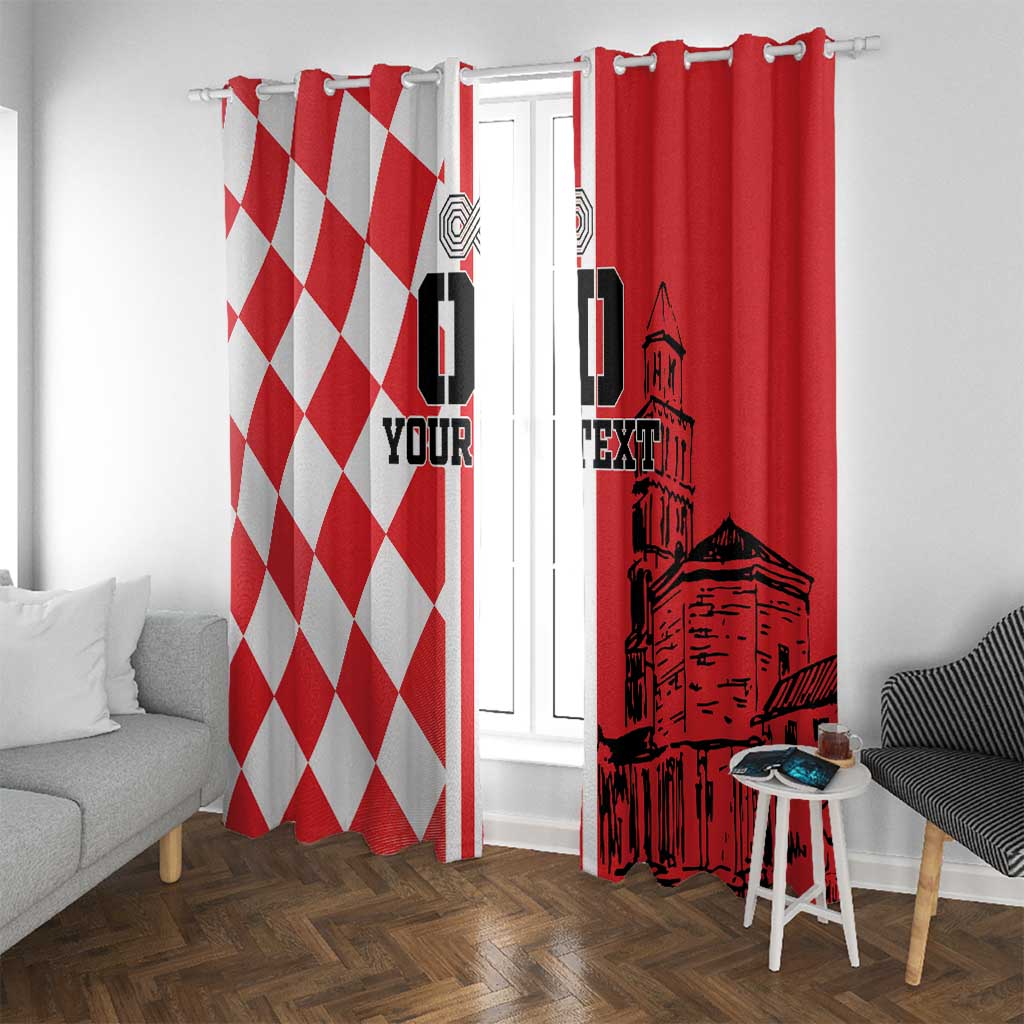 Custom Croatia Window Curtain Checkerboard Hrvatska Simple Style - Wonder Print Shop