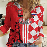 Custom Croatia Women Casual Shirt Checkerboard Hrvatska Simple Style - Wonder Print Shop