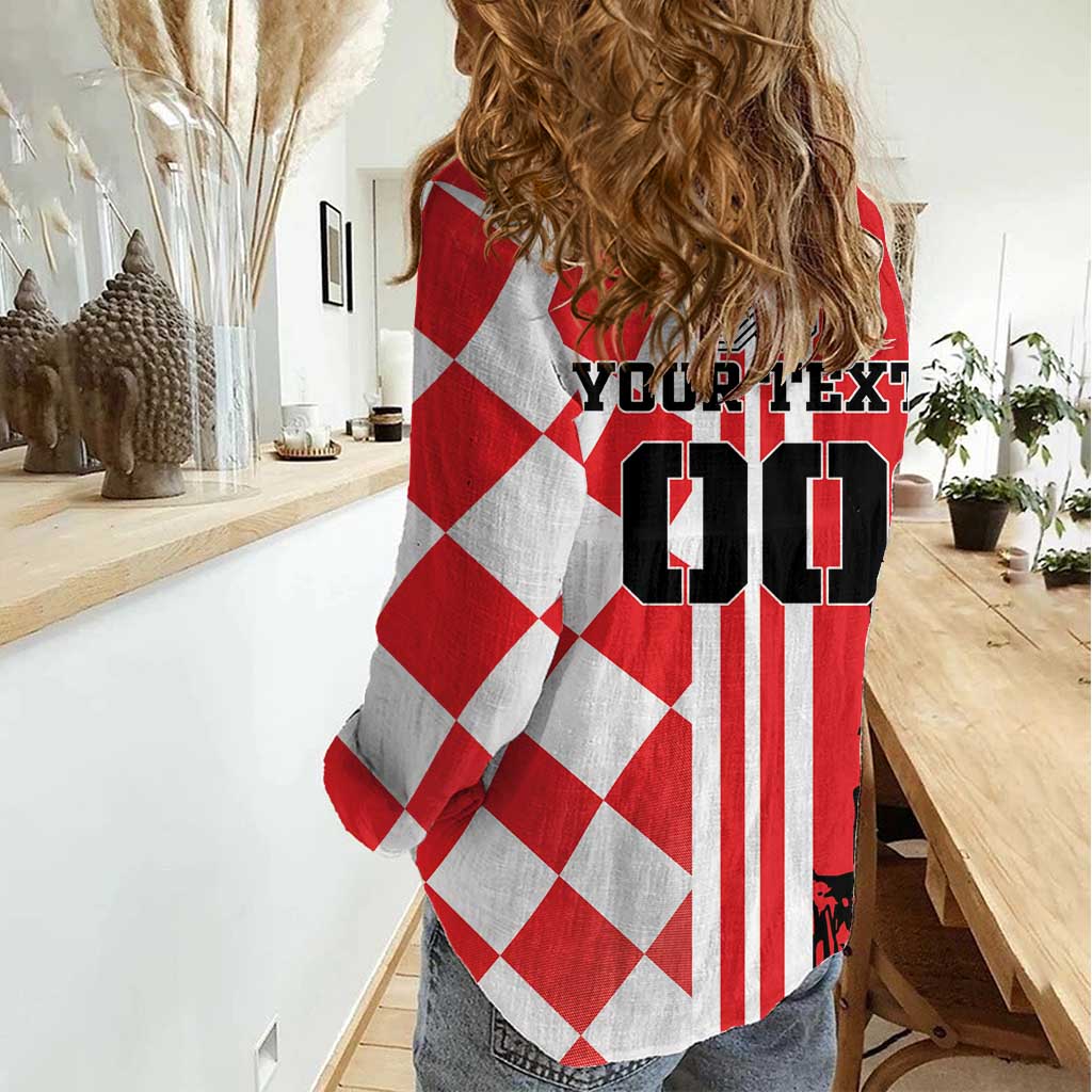 Custom Croatia Women Casual Shirt Checkerboard Hrvatska Simple Style - Wonder Print Shop
