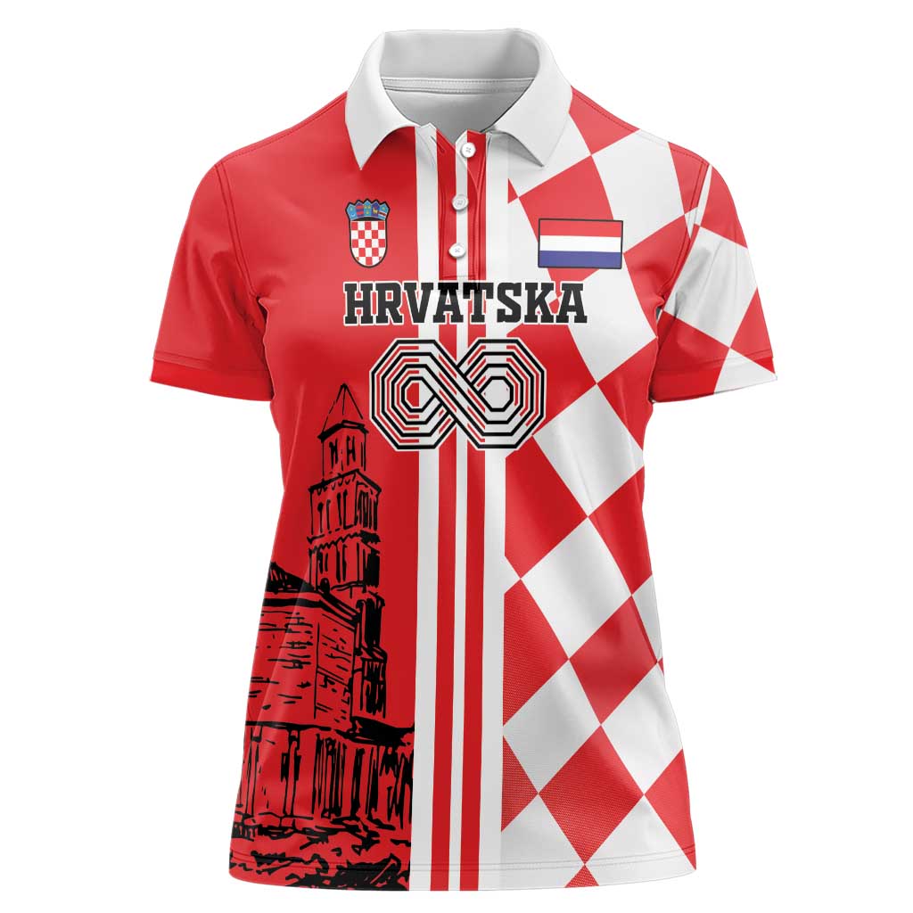 Custom Croatia Women Polo Shirt Checkerboard Hrvatska Simple Style - Wonder Print Shop