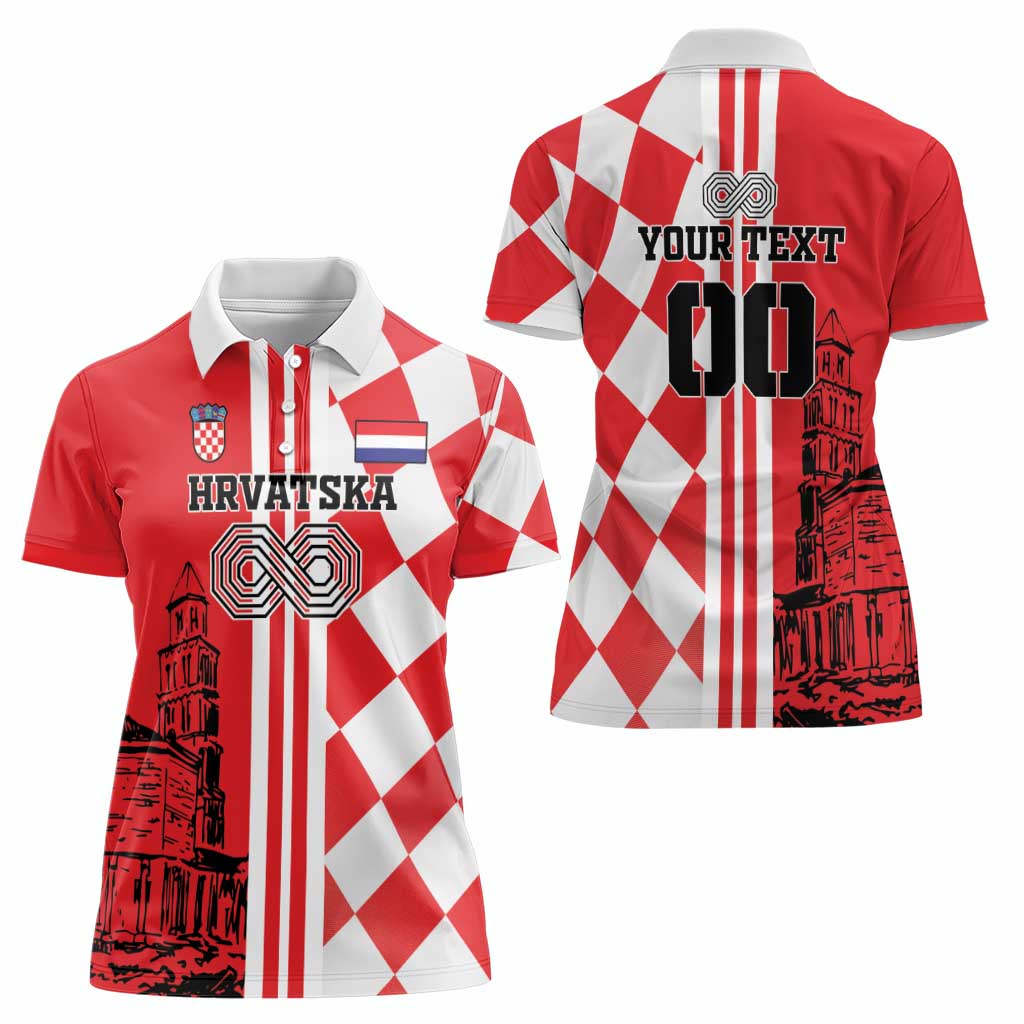 Custom Croatia Women Polo Shirt Checkerboard Hrvatska Simple Style - Wonder Print Shop