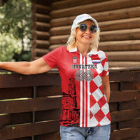 Custom Croatia Women Polo Shirt Checkerboard Hrvatska Simple Style - Wonder Print Shop