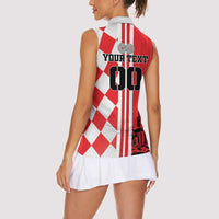 Custom Croatia Women Sleeveless Polo Shirt Checkerboard Hrvatska Simple Style - Wonder Print Shop