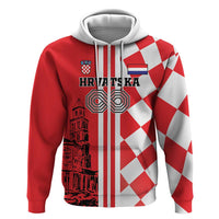 Custom Croatia Zip Hoodie Checkerboard Hrvatska Simple Style - Wonder Print Shop
