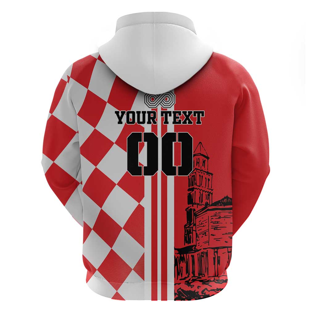 Custom Croatia Zip Hoodie Checkerboard Hrvatska Simple Style - Wonder Print Shop