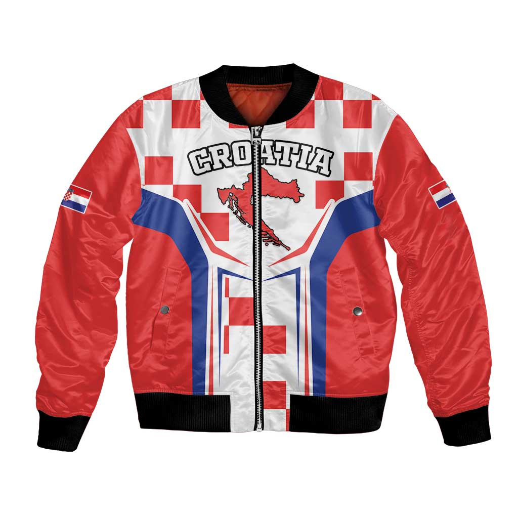Custom Croatia Checkerboard Bomber Jacket Simple Style - Wonder Print Shop