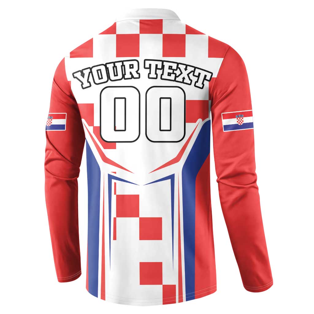 Custom Croatia Checkerboard Button Sweatshirt Simple Style - Wonder Print Shop
