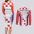 Custom Croatia Checkerboard Couples Matching Long Sleeve Bodycon Dress and Long Sleeve Button Shirt Simple Style - Wonder Print Shop