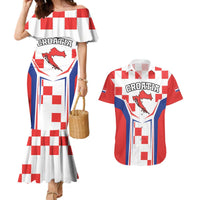 Custom Croatia Checkerboard Couples Matching Mermaid Dress and Hawaiian Shirt Simple Style - Wonder Print Shop