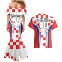Custom Croatia Checkerboard Couples Matching Mermaid Dress and Hawaiian Shirt Simple Style - Wonder Print Shop