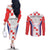 Custom Croatia Checkerboard Couples Matching Off The Shoulder Long Sleeve Dress and Long Sleeve Button Shirt Simple Style