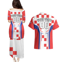 Custom Croatia Checkerboard Couples Matching Puletasi and Hawaiian Shirt Simple Style - Wonder Print Shop