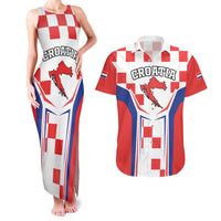 Custom Croatia Checkerboard Couples Matching Tank Maxi Dress and Hawaiian Shirt Simple Style - Wonder Print Shop