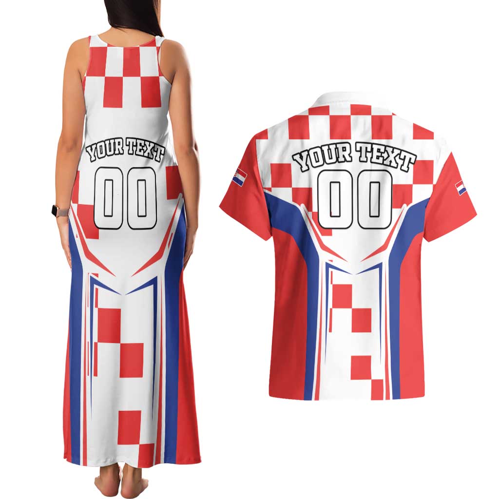 Custom Croatia Checkerboard Couples Matching Tank Maxi Dress and Hawaiian Shirt Simple Style - Wonder Print Shop