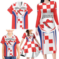 Custom Croatia Checkerboard Family Matching Long Sleeve Bodycon Dress and Hawaiian Shirt Simple Style - Wonder Print Shop