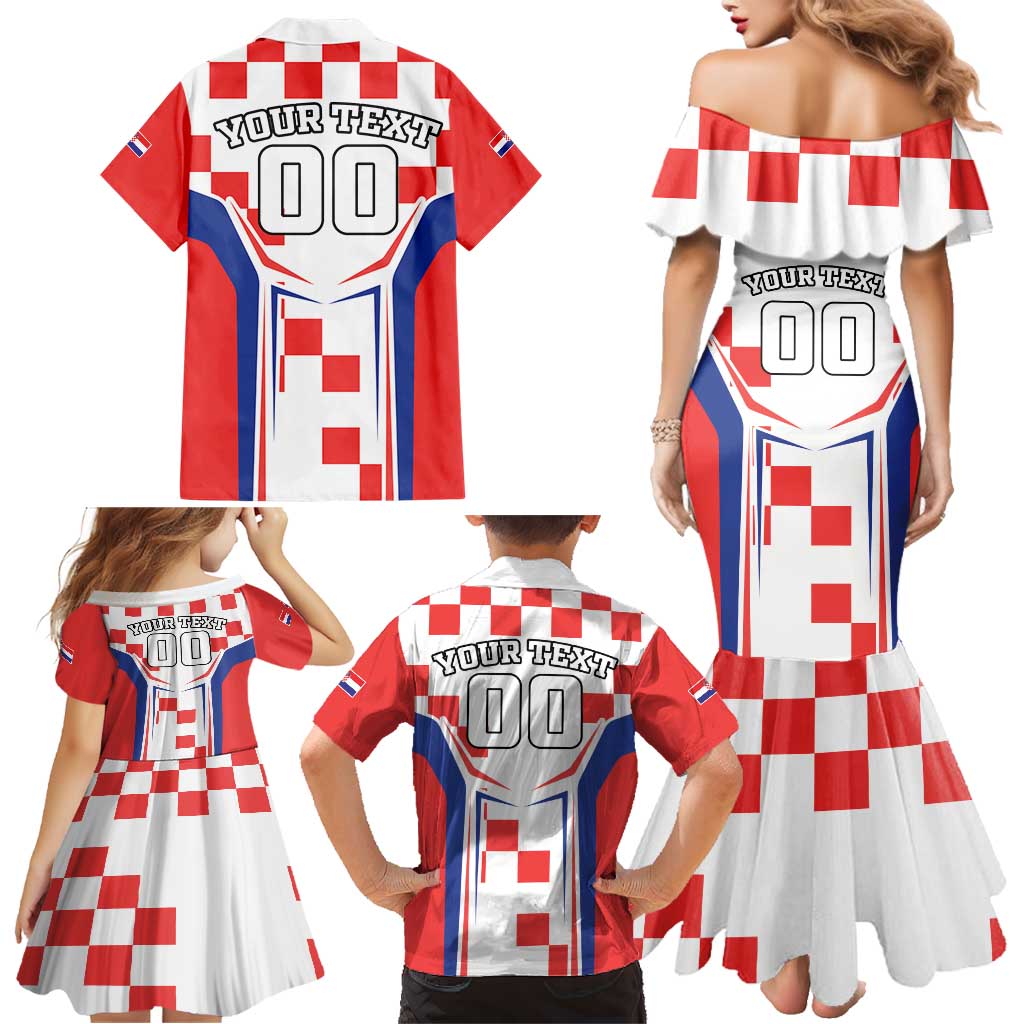 Custom Croatia Checkerboard Family Matching Mermaid Dress and Hawaiian Shirt Simple Style - Wonder Print Shop