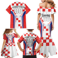 Custom Croatia Checkerboard Family Matching Mermaid Dress and Hawaiian Shirt Simple Style - Wonder Print Shop