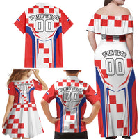 Custom Croatia Checkerboard Family Matching Off Shoulder Maxi Dress and Hawaiian Shirt Simple Style - Wonder Print Shop