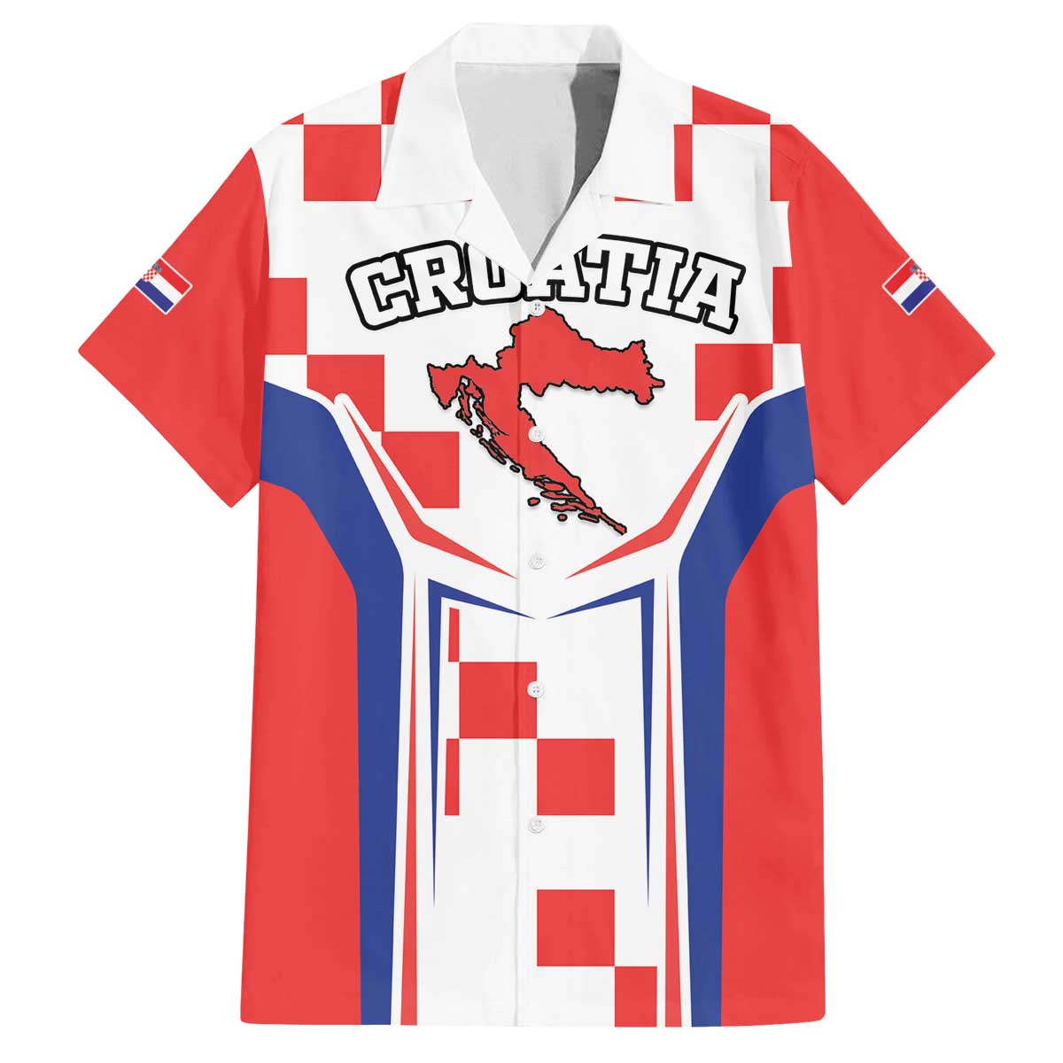 Custom Croatia Checkerboard Family Matching Off Shoulder Short Dress and Hawaiian Shirt Simple Style - Wonder Print Shop