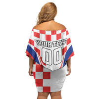 Custom Croatia Checkerboard Family Matching Off Shoulder Short Dress and Hawaiian Shirt Simple Style - Wonder Print Shop