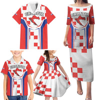 Custom Croatia Checkerboard Family Matching Puletasi and Hawaiian Shirt Simple Style - Wonder Print Shop