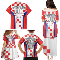 Custom Croatia Checkerboard Family Matching Puletasi and Hawaiian Shirt Simple Style - Wonder Print Shop