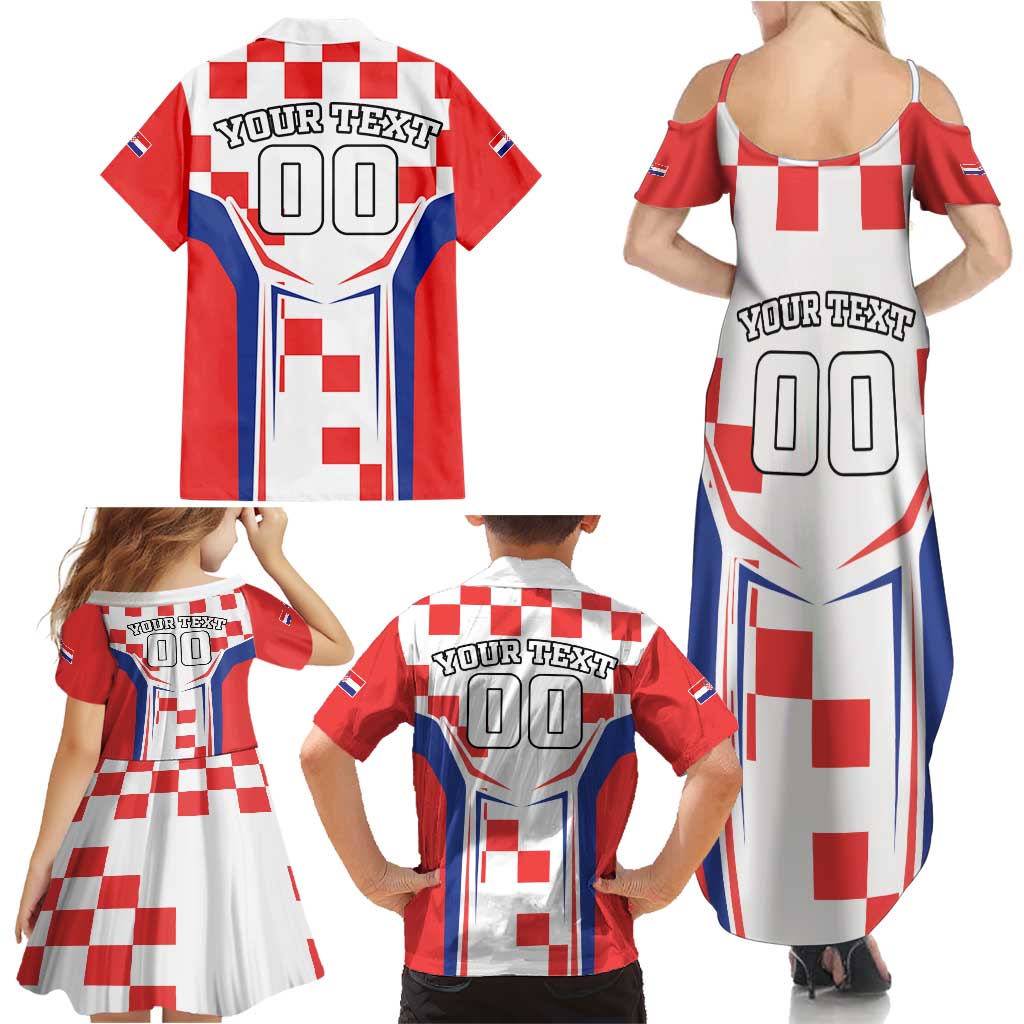 Custom Croatia Checkerboard Family Matching Summer Maxi Dress and Hawaiian Shirt Simple Style - Wonder Print Shop