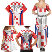 Custom Croatia Checkerboard Family Matching Summer Maxi Dress and Hawaiian Shirt Simple Style - Wonder Print Shop