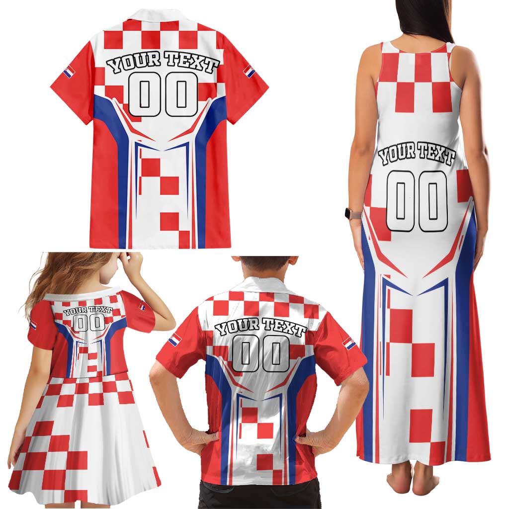 Custom Croatia Checkerboard Family Matching Tank Maxi Dress and Hawaiian Shirt Simple Style - Wonder Print Shop