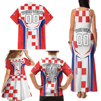 Custom Croatia Checkerboard Family Matching Tank Maxi Dress and Hawaiian Shirt Simple Style - Wonder Print Shop