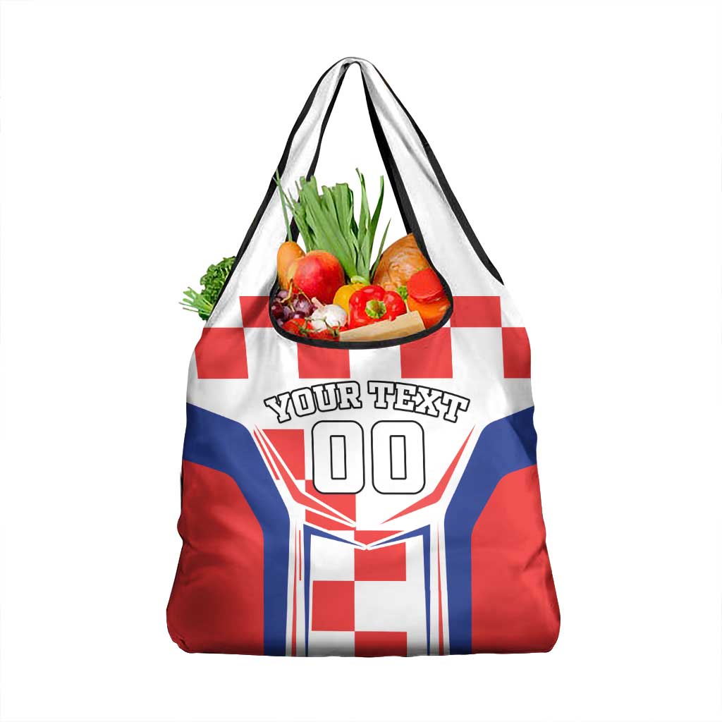 Custom Croatia Checkerboard Grocery Bag Simple Style